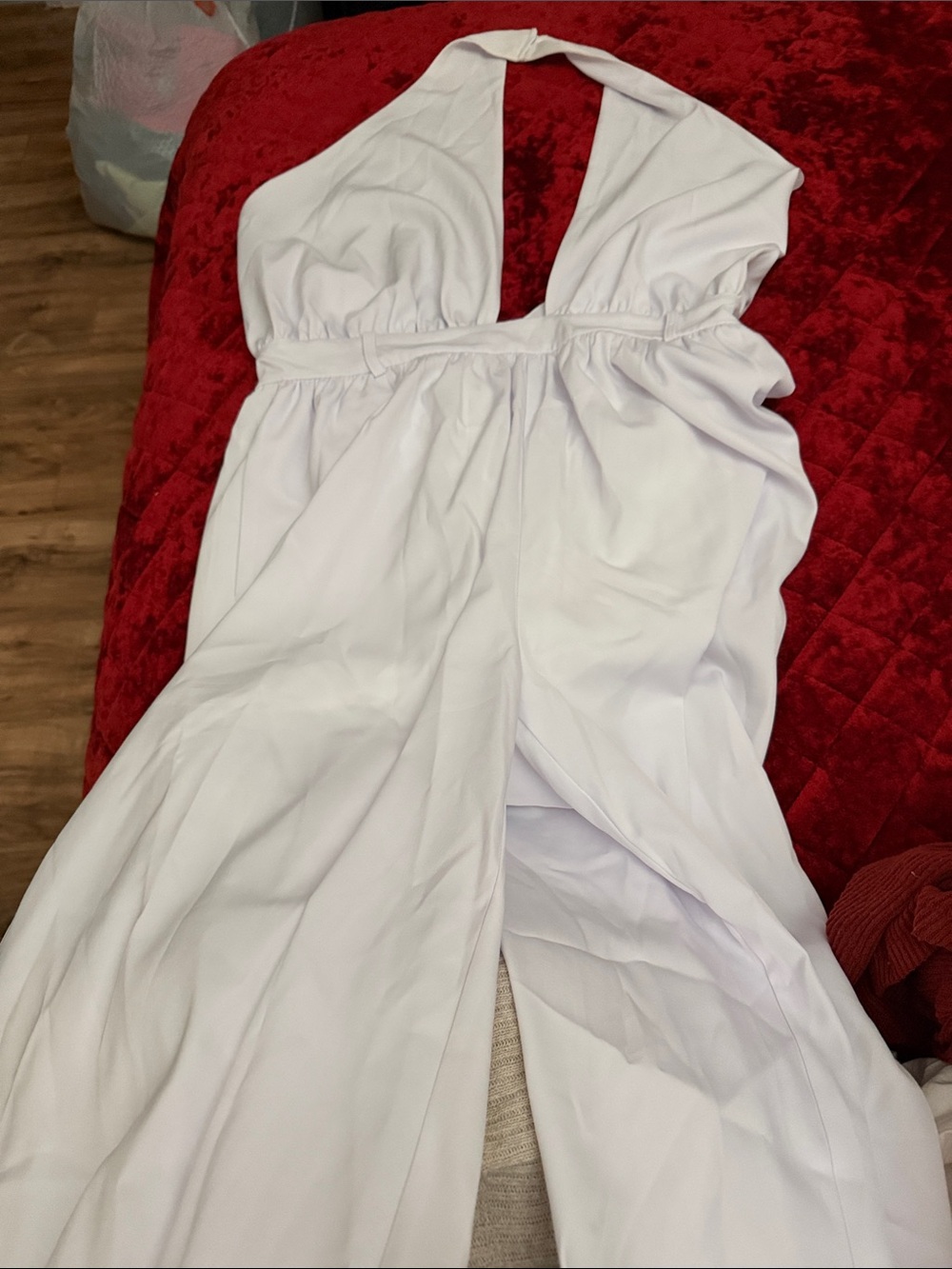 White Halter V-Neck Romper